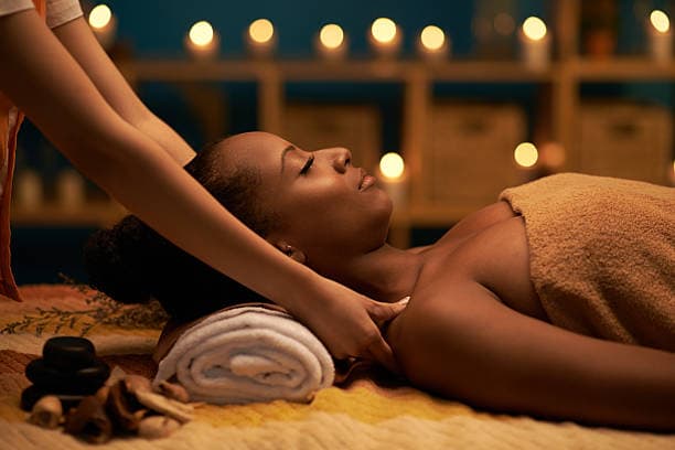 A serene candlelit massage session